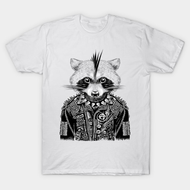 Heavy Metal Raccoon T-Shirt by albertocubatas